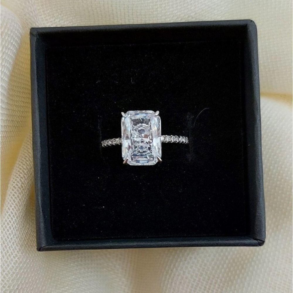 6 Carat Ice Cut Simulated Diamond Sterling Silver Engagement Ring